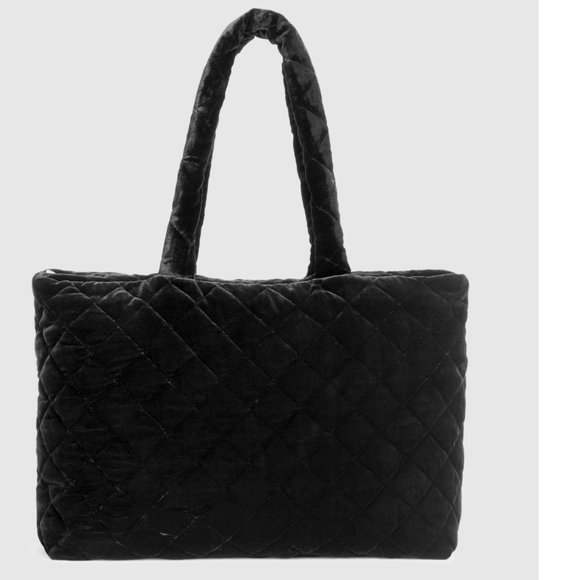 Eileen Fisher Handbags - Eileen Fisher Black Quilted Velvet Diamond Bag